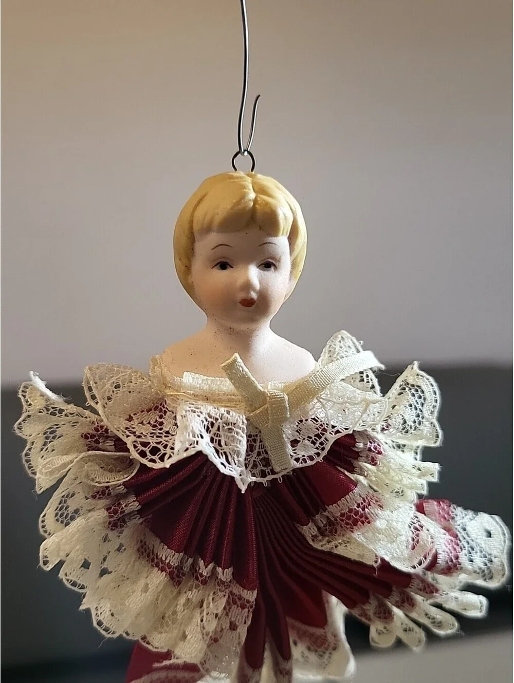 Vintage Porcelain Angel Girl HandmadeChristmas Ornament 4